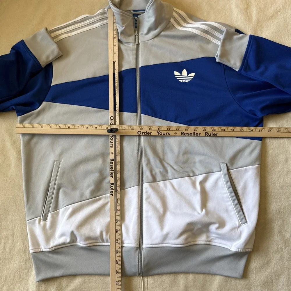 Vintage Retro Adidas Blue White Full Zip Trefoil Track Jacket Size XXL